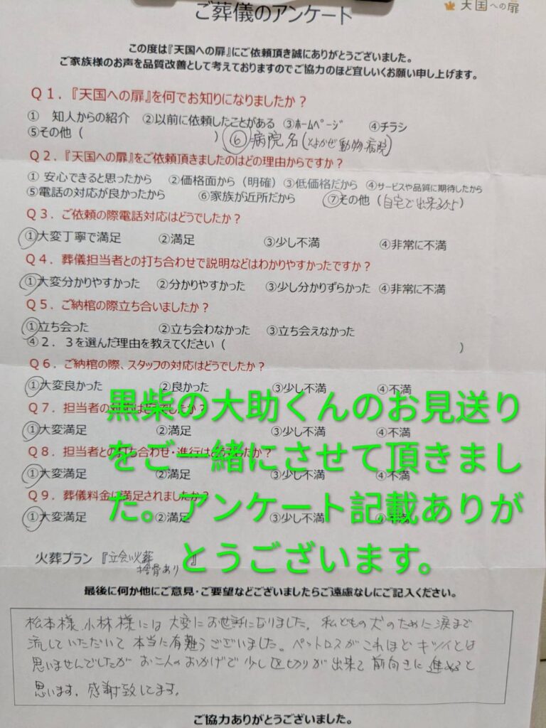 黒柴の大助くんのお見送りをご一緒にさせて頂きました。